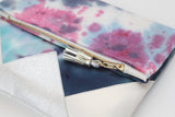 Dyed Watercolor Unique Leather Accents Clutch