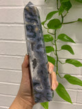 Nature Treasure - Huge Blue Moss Agate Tower (Diana and Yvonne)