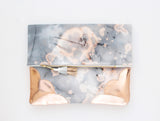 Dyed Watercolor Unique Leather Accents Clutch