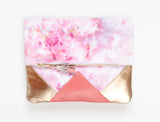Dyed Watercolor Unique Leather Accents Clutch