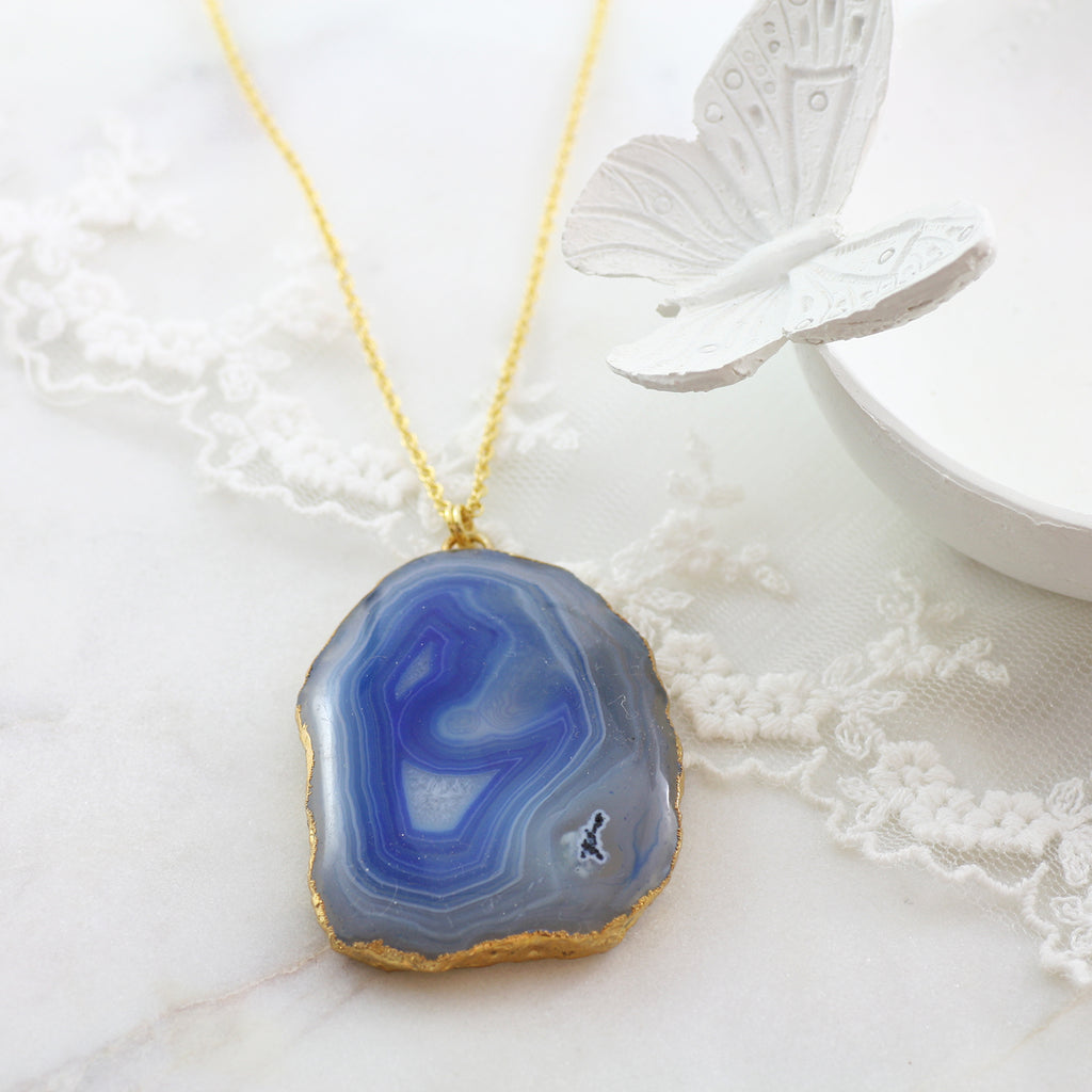 Adore Gemstone Collection - Agate Slice Necklace - Soul Made Boutique