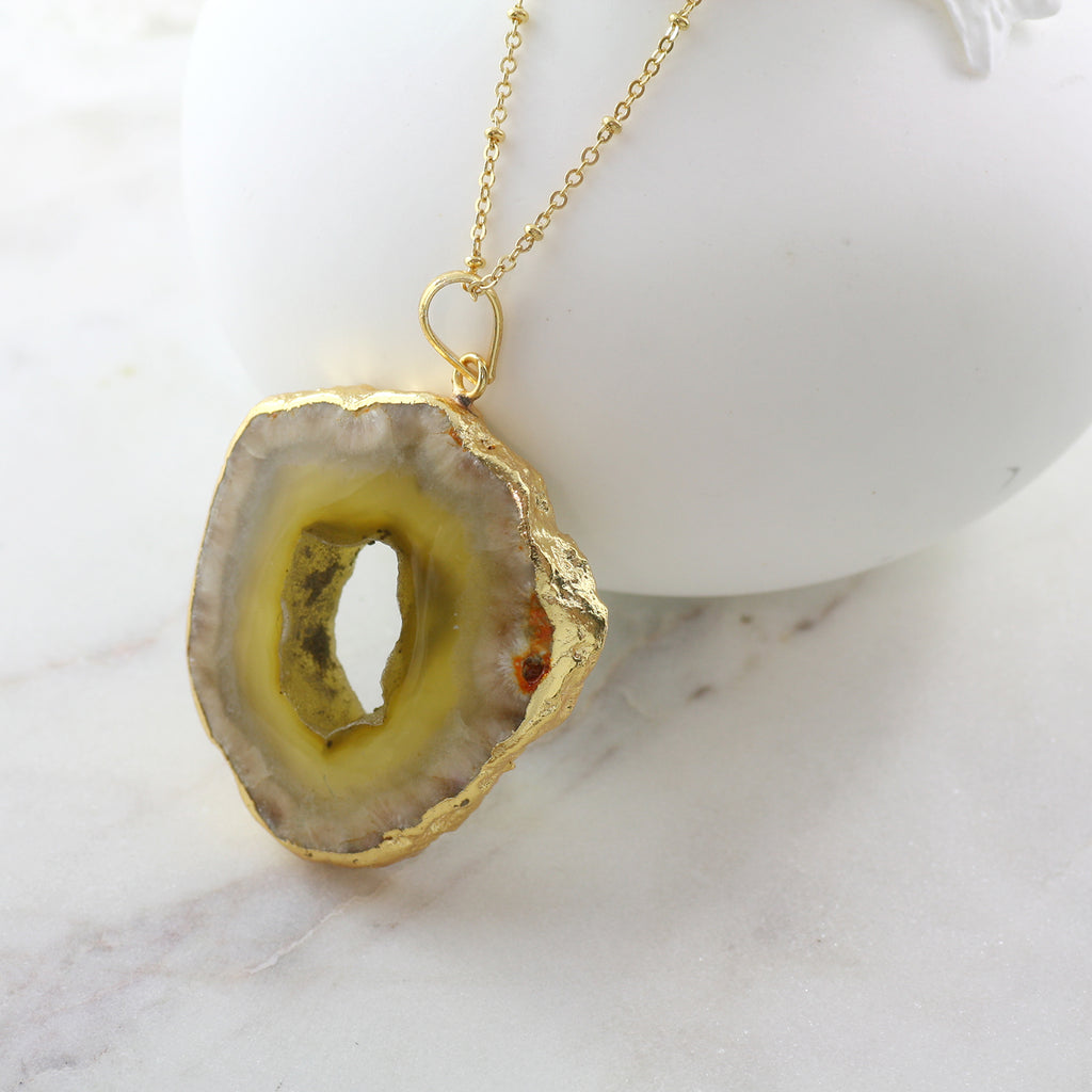 Adore Gemstone Collection - Agate Slice Necklace - Soul Made Boutique