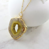 Adore Gemstone Collection - Agate Slice Necklace - Soul Made Boutique