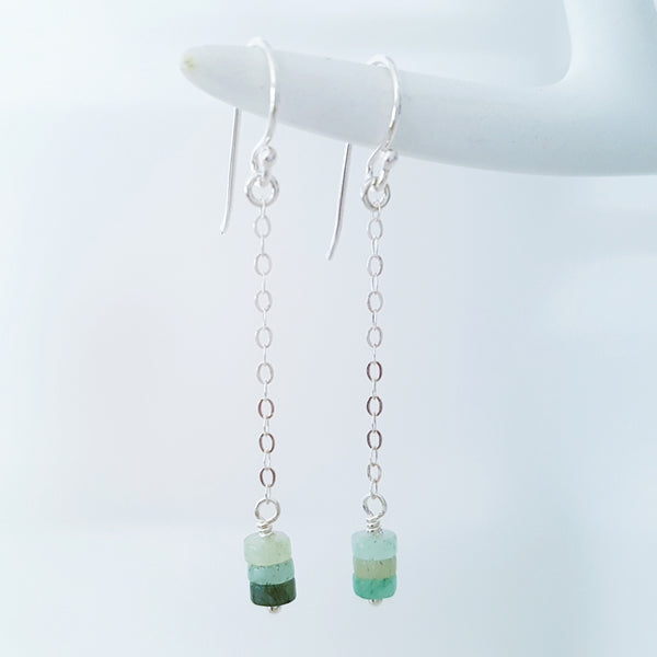 Adore Gems Collection - Sterling Silver Earrings Green Calcite