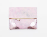 Dyed Watercolor Unique Leather Accents Clutch