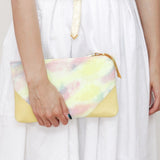 Watercolor Unique Leather Accents Clutch Pouch