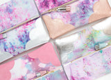 Watercolor Unique Leather Accents Clutch