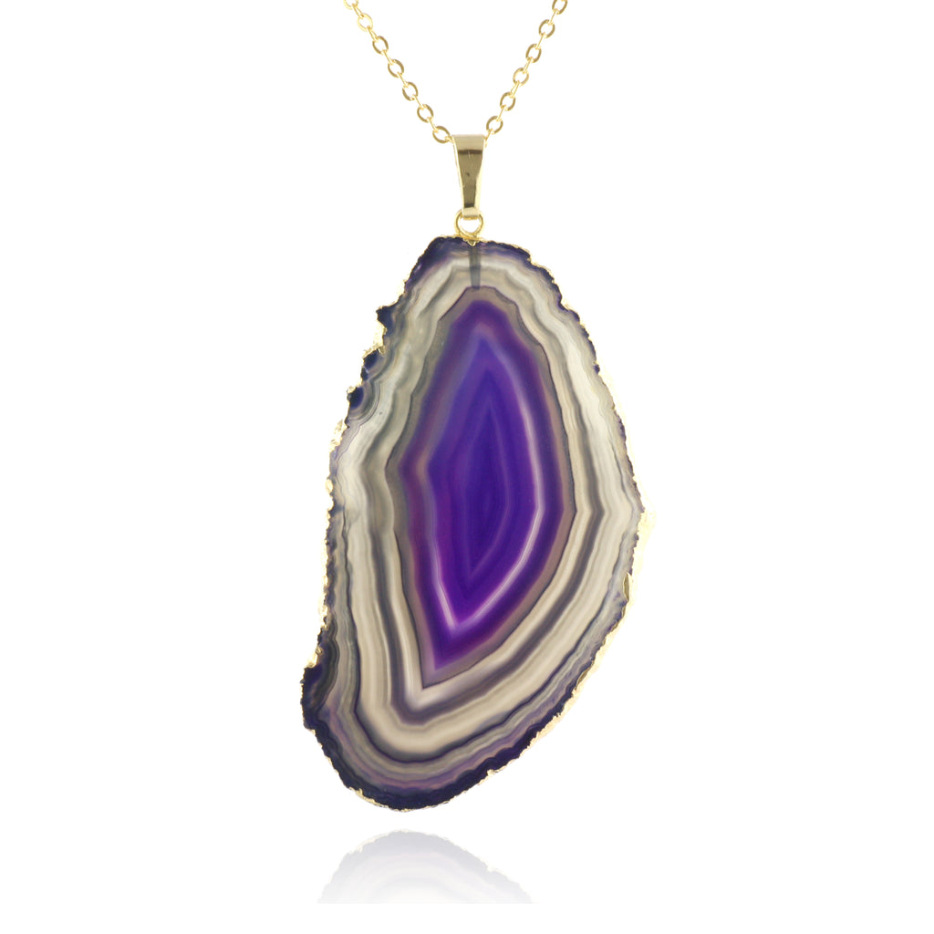 Adore Gemstone Collection - Agate Slice Necklace - Soul Made Boutique