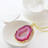 Adore Gemstone Collection - Agate Slice Necklace - Soul Made Boutique