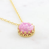 Adore Gemstone Collection - Druzy Round Pendant Necklace - Soul Made Boutique