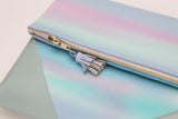 Watercolor Unique Leather Accents Clutch