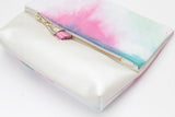 Dyed Watercolor Unique Leather Accents Clutch