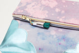 Dyed Watercolor Unique Leather Accents Clutch