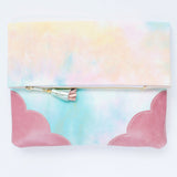 Dyed Watercolor Unique Leather Accents Clutch