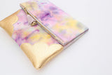 Dyed Watercolor Unique Leather Accents Clutch