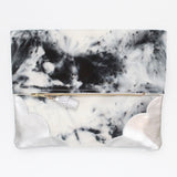 Dyed Watercolor Unique Leather Accents Clutch
