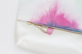 Dyed Watercolor Unique Leather Accents Clutch