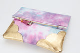 Dyed Watercolor Unique Leather Accents Clutch