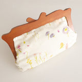 Wooden Handle Watercolor Spring Flowers Clutch