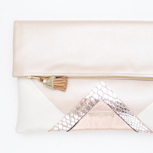 Geometric Unique Leather Accents Clutch
