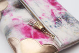Dyed Watercolor Unique Leather Accents Clutch