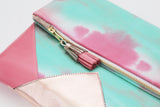 Dyed Watercolor Unique Leather Accents Clutch