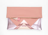 Geometric Unique Leather Accents Clutch - Soul Made Boutique
