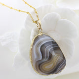Adore Gemstone Collection - Agate Oval Necklace - Soul Made Boutique