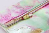 Dyed Watercolor Unique Leather Accents Clutch