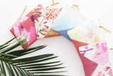 Floral Watercolor Unique Leather Accents Pouch