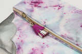 Dyed Watercolor Unique Leather Accents Clutch