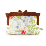 Wooden Handle Watercolor Floral Clutch