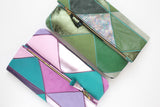 Geometric Prism Unique Leather Accents Clutch