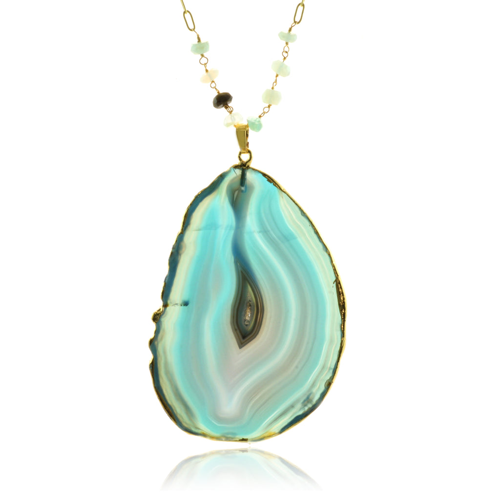 Adore Gemstone Collection - Agate Slice Necklace - Soul Made Boutique