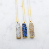 Adore Gemstone Collection - Druzy Vertical Bar Necklace - Soul Made Boutique