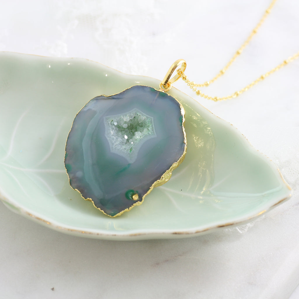 Adore Gemstone Collection - Agate Slice Necklace - Soul Made Boutique