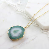 Adore Gemstone Collection - Agate Slice Necklace - Soul Made Boutique
