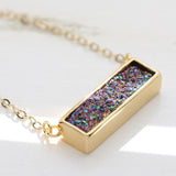 Adore Gemstone Collection - Druzy Horizontal Bar Necklace - Soul Made Boutique