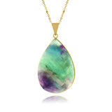Adore Gemstone Collection - Fluorite Teardrop Necklace - Soul Made Boutique