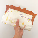 Wooden Handle Watercolor Spring Flowers Clutch