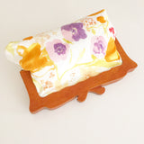 Wooden Handle Watercolor Abstract Flowers Clutch