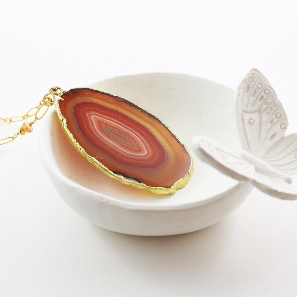 Adore Gemstone Collection - Agate Slice Necklace - Soul Made Boutique