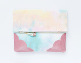 Dyed Watercolor Unique Leather Accents Clutch