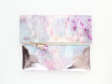 Watercolor Unique Leather Accents Clutch