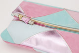 Geometric Prism Unique Leather Accents Clutch