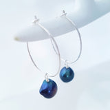 Glamorous Pearls Collection Earrings - Sterling Silver Earrings Deep Ocean Blue Pearl