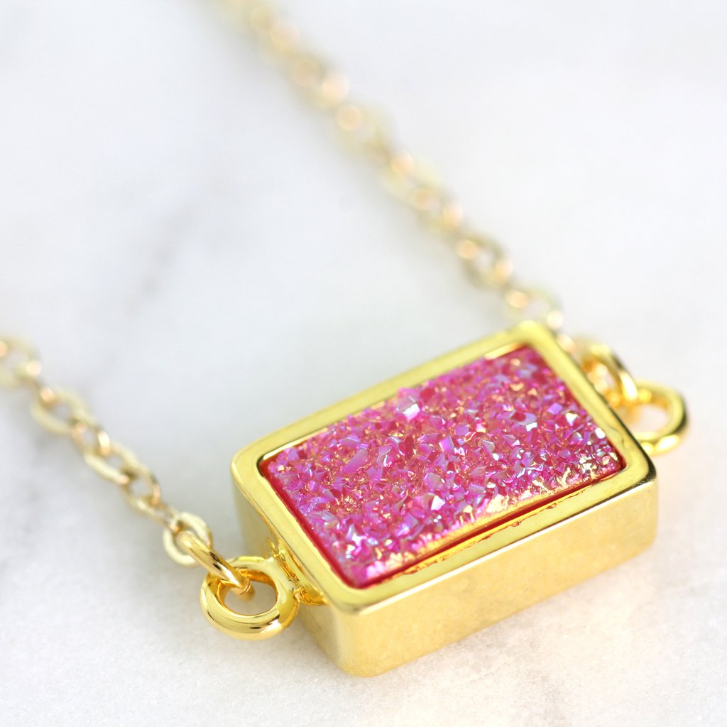 Adore Gemstone Collection - Druzy Connector Necklace - Soul Made Boutique