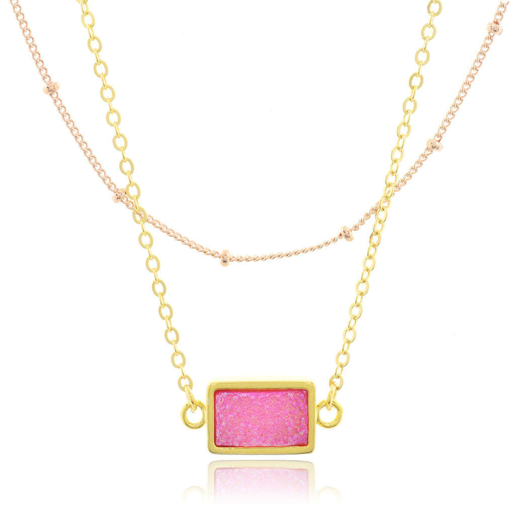 Adore Gemstone Collection - Druzy Connector Necklace - Soul Made Boutique
