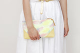 Watercolor Unique Leather Accents Clutch Pouch