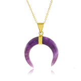 Adore Gemstone Collection - Amethyst Horn Necklace - Soul Made Boutique
